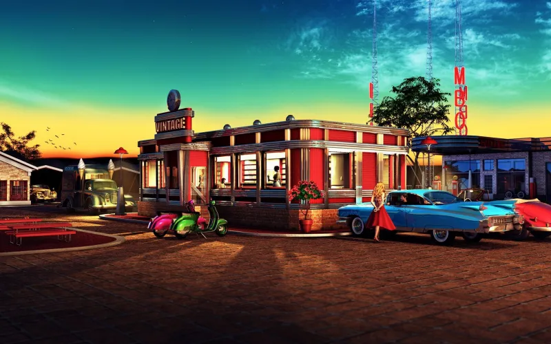 Retro Diner Wallpaper