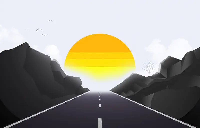 Road Mist Sun Landscape Minimal 4k Wallpaper