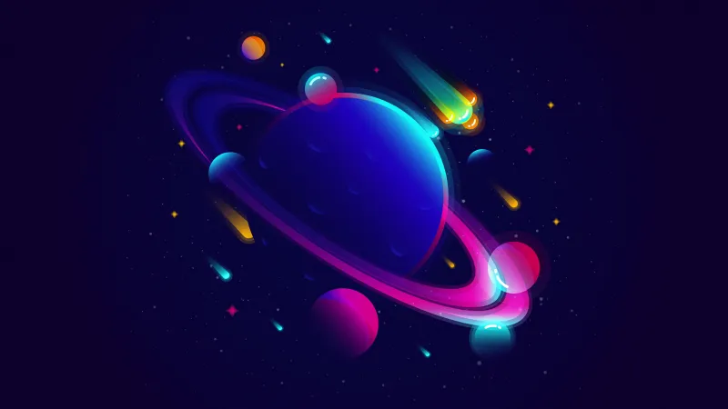 Saturn Planet Illustration Minimalist Wallpaper