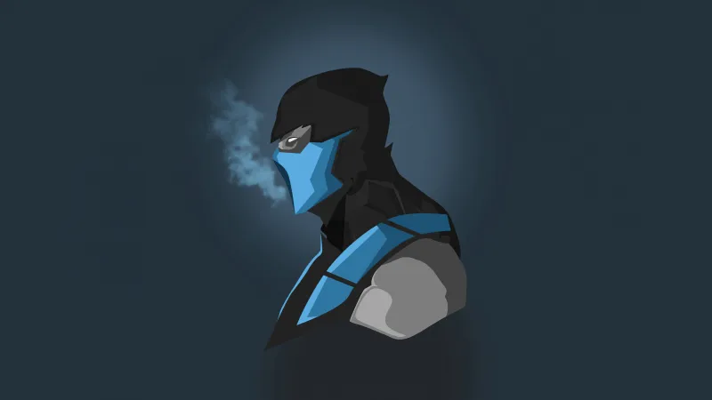 Scorpion Mortal Kombat Blue Minimal 5k Wallpaper