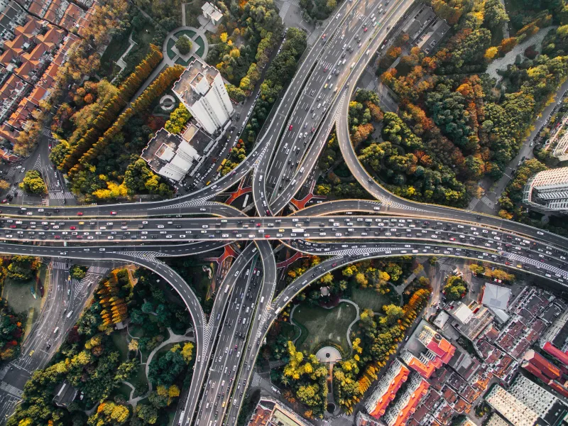 Shanghai Cross Bridge China Aerial View 4k Wallpaper