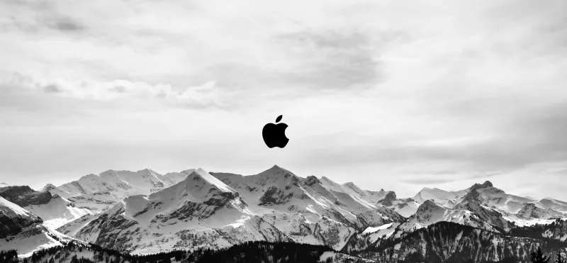 Snow Mountains Apple Logo 5k Wallpaper