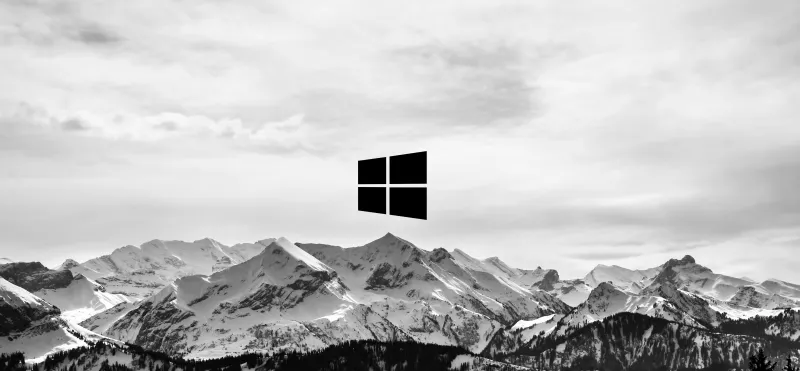 Snow Mountains Windows Logo 5k Wallpaper