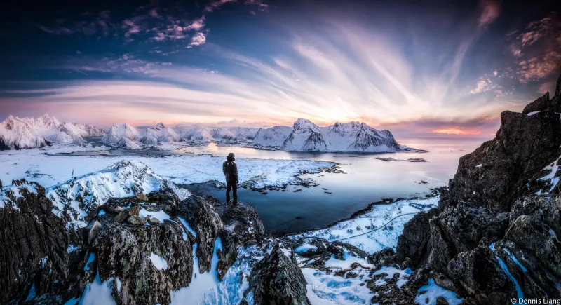 Standing At Lofoten Norway 10k Wallpaper