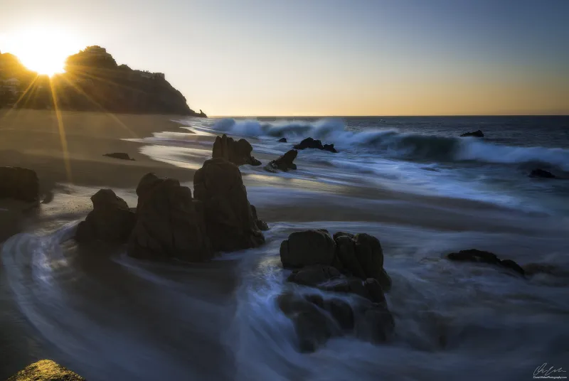 Sunrise Over Cliff Long Exposure Wallpaper