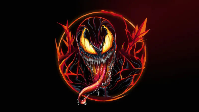 Venom Carnage Fire Minimal 8k Wallpaper