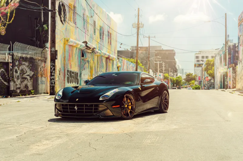 Vossen Wynwood Black Ferrari F12 8k Wallpaper