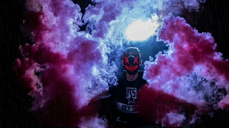 Man Mask Colored Smoke Anonymous 4K 5K HD Wallpaper