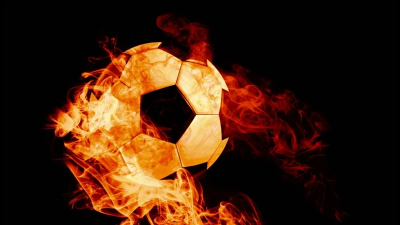 Ball Fire Football Dark Background Flame 4K HD Wallpaper