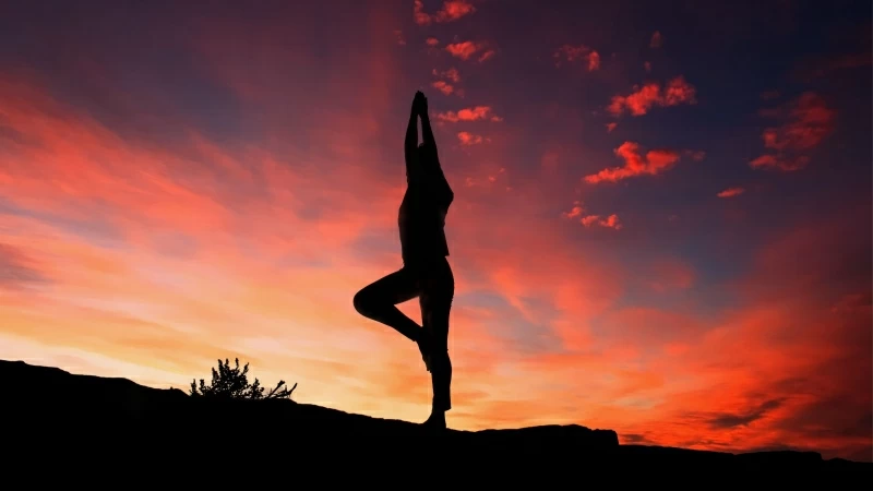 Yoga Silhouette Sunset Man 4K HD Wallpaper