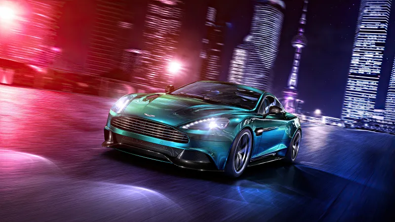 AstonMartin Vanquish City Reflections 4k Wallpaper