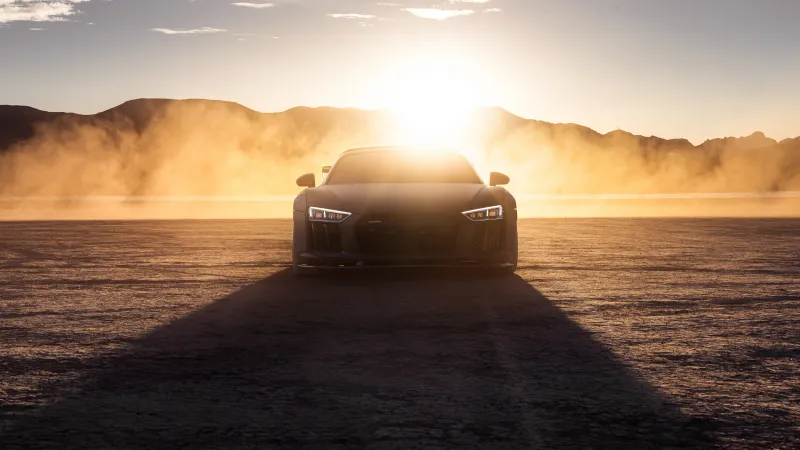 Audi R8 Dry Lake Desert 4k Wallpaper