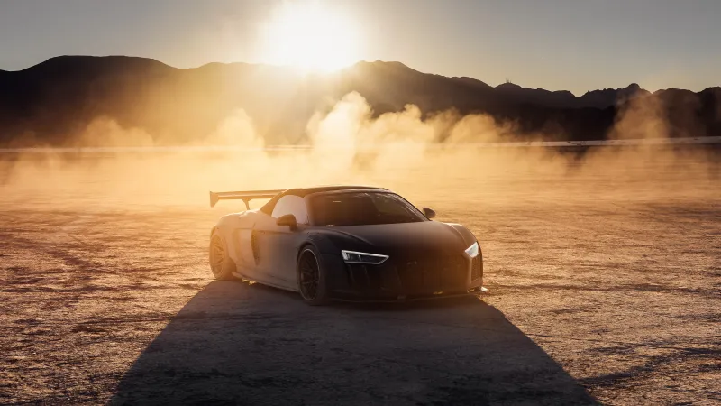 Audi R8 On The Vegas Dry Lake Bed 4k Wallpaper