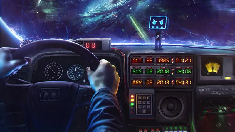 Back To The Future Delorean Interior Time Machine 5k Wallpaper