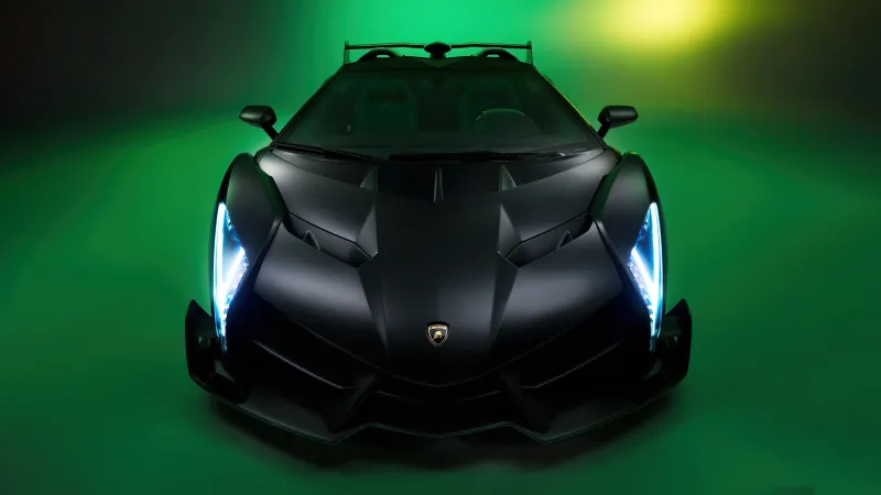 Black Lamborghini Veneno 5k Wallpaper