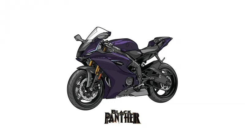 Black Panther Marvel Yamaha R6 Crossover Wallpaper