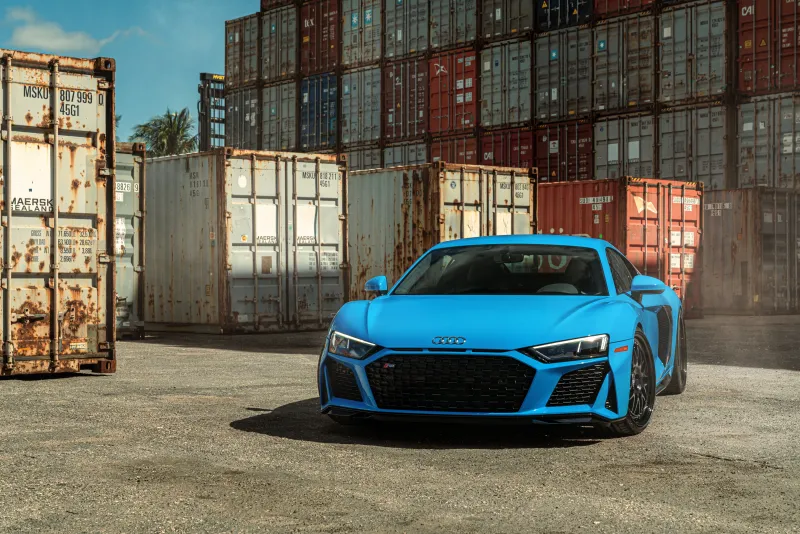 Blue AudiR8 Jenn 8k Wallpaper