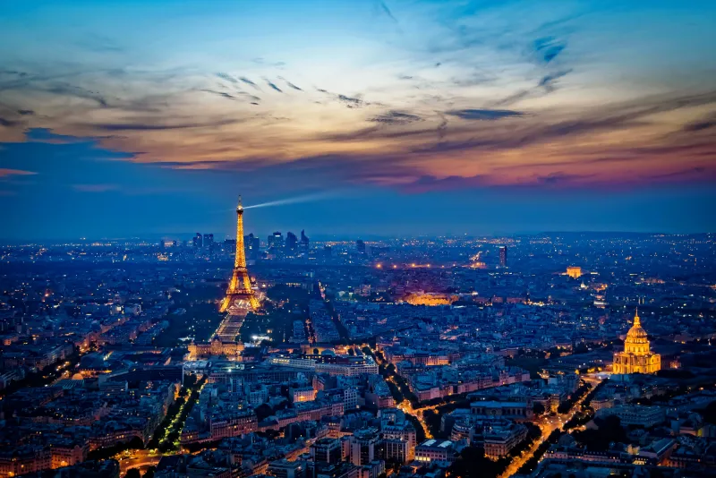 Eiffel Tower France City At Night 5k Wallpaper