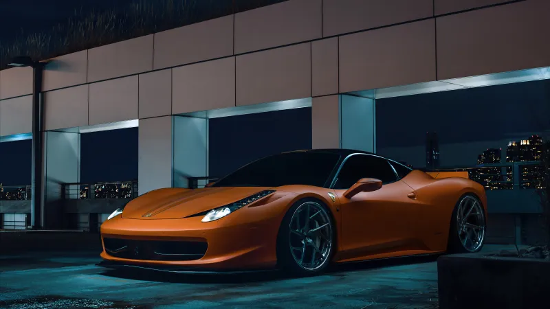 Ferrari 458 Orange 5k Wallpaper