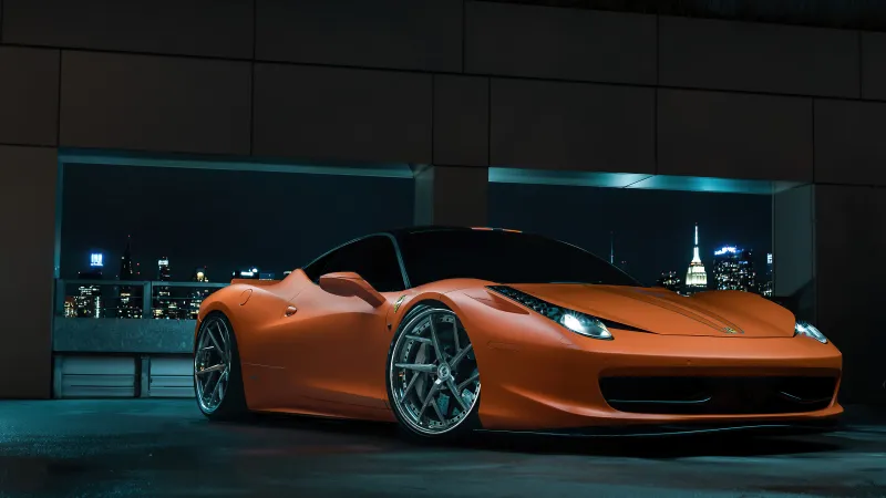 Ferrari 458 Orange Colour 5k Wallpaper