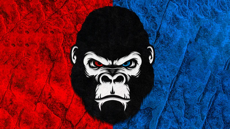 Gorilla Red Blue Minimal 5k Wallpaper