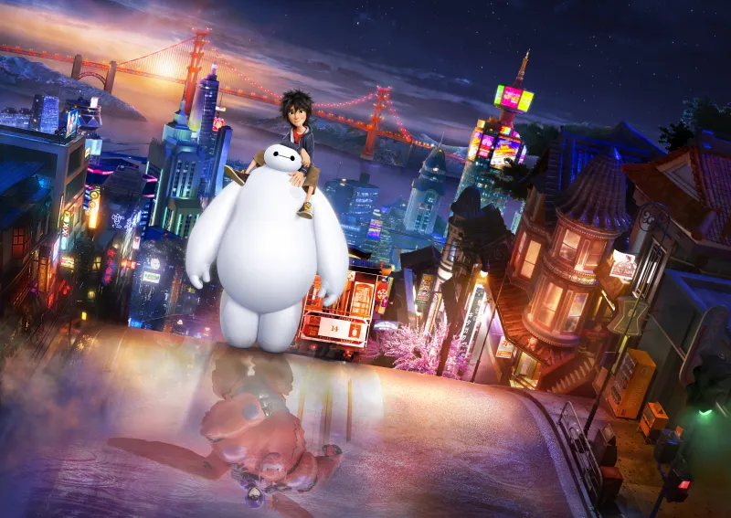 Hiro Hamada And Baymax In Big Hero 6 Wallpaper