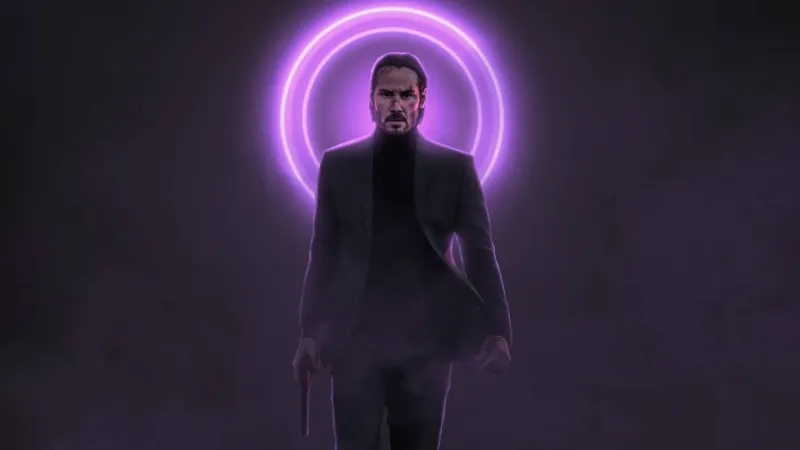 John Wick Neon With Gun 5k Wallpaper