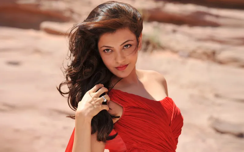 Kajal Agarwal In Red Dress Wallpaper