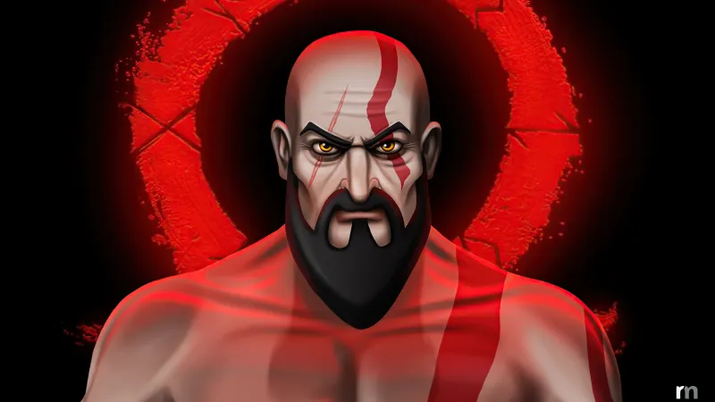 Kratos Cartoon Illustration 5k Wallpaper