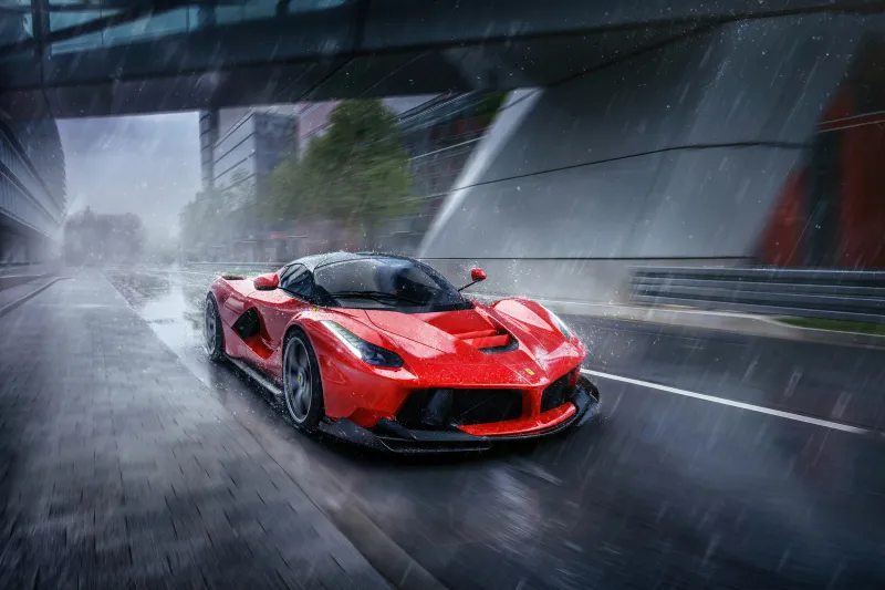 La Ferrari In Rain 4k Wallpaper