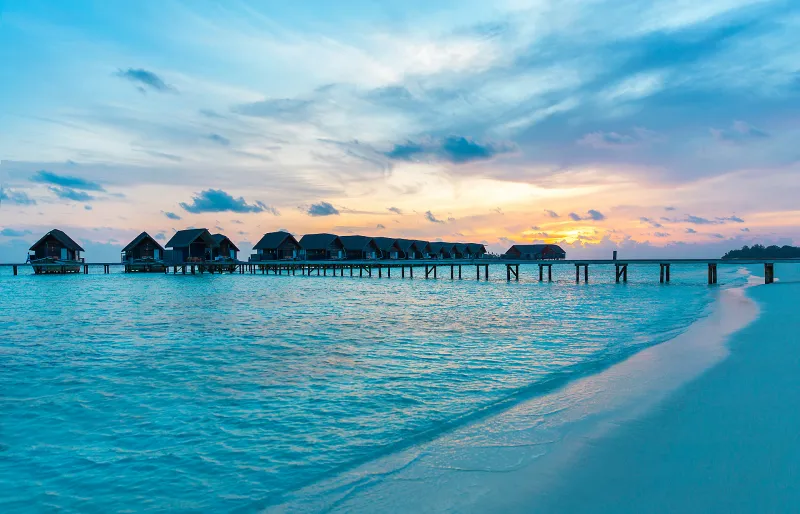 Maldives Resorts Huts Over Water Wallpaper