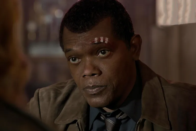 Nick Fury In Captain Marvel Movie Wallpaper