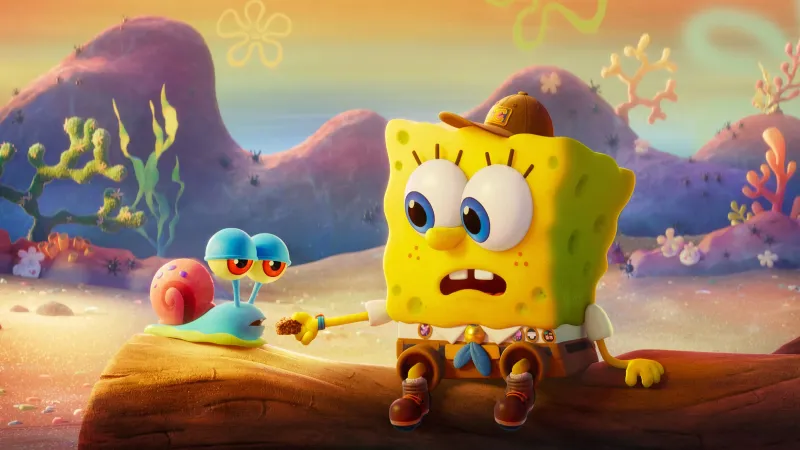 SpongeBob And Gary Cute 4k Wallpaper