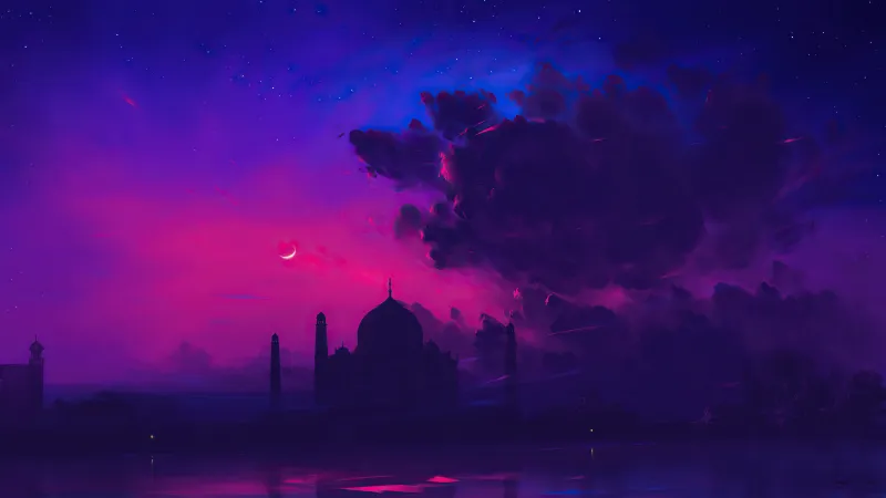 Taj Mahal Minimal Art 4k Wallpaper