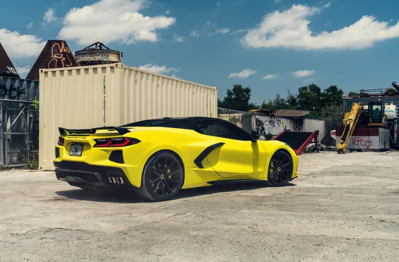 Yellow And Black Corvette C8 Vossen 8k Wallpaper