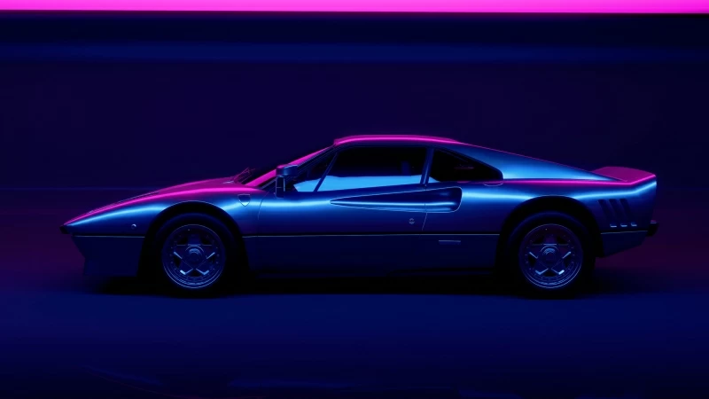 Vaporwave Black Coupe Car Vaporwave Motor Vehicle 4K HD Wallpaper