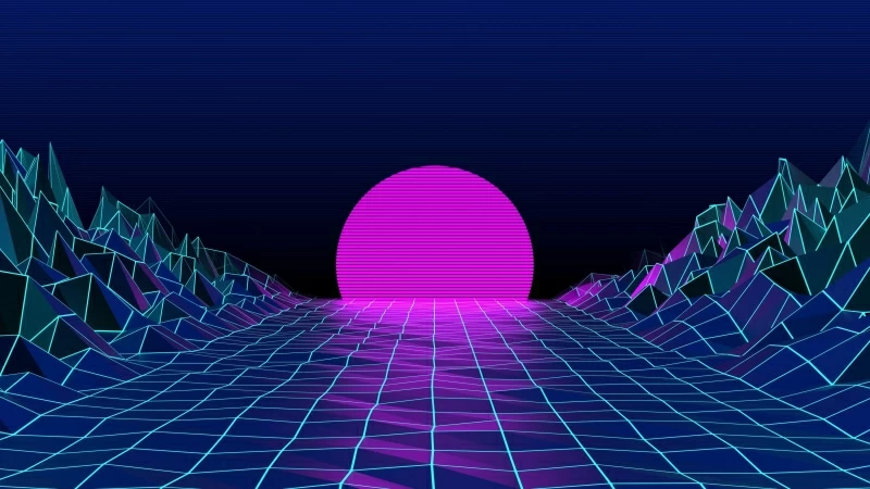 Vaporwave Retro Style Sky Sun  Neon Art 4K HD Wallpaper