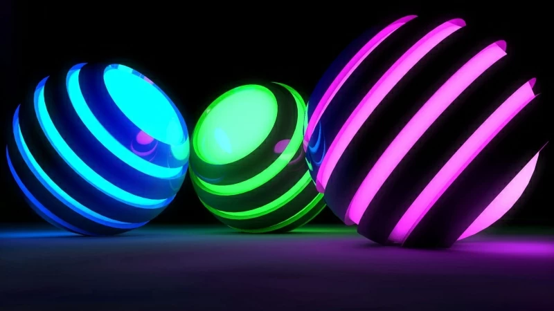 3D Balls Bands Glow Bright HD Wallpaper