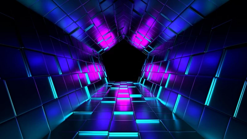 3D Uendering Tunnel Purple Wallpaper Background 4K HD Wallpaper