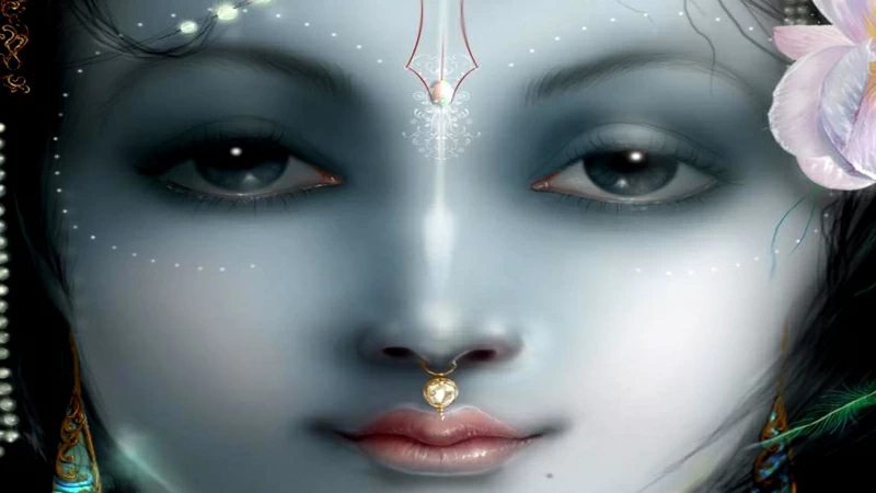 God Krishna Closeup View HD Wallpaper