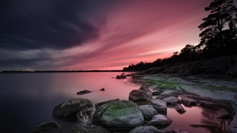 Photography Lake Under Coloured Sky During Sunset 4K HD Wallpaper