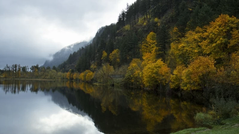 Green Covered Mountains Under Lake With Reflection 4K HD Nature Wallpaper