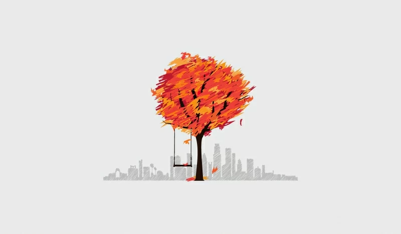 Autumn Tree Minimal Art 4k Wallpaper