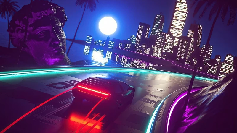 Outrun Ride 4k Wallpaper