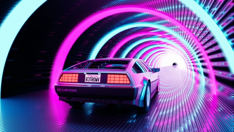 Retro Delorean 4k Wallpaper