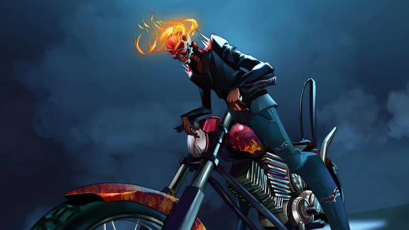 Ghost Rider With Bike Wallpaper