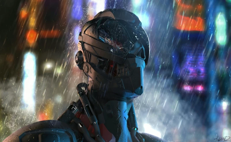 Rain Cyborg Robot 4k Wallpaper