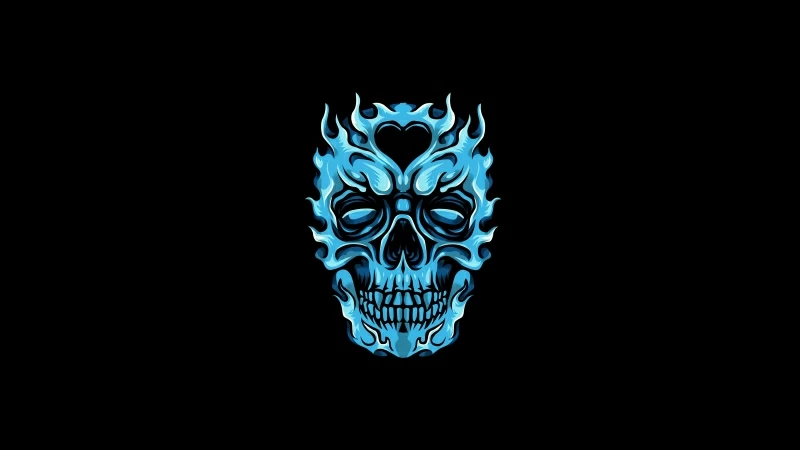 Frozen Glowing Skull Minimal 4k Wallpaper