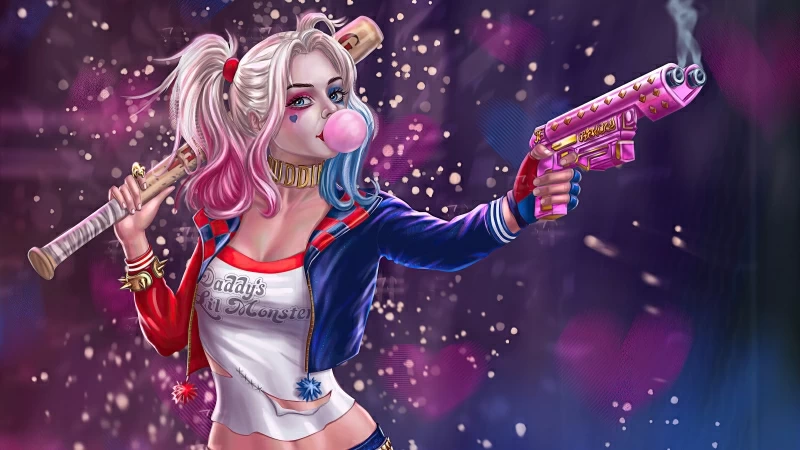 Harley Quinn Gun And Baseball Wallpaper