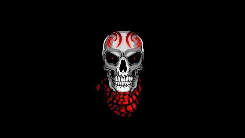 Skull With Scarves Minimal 4k Wallpaper